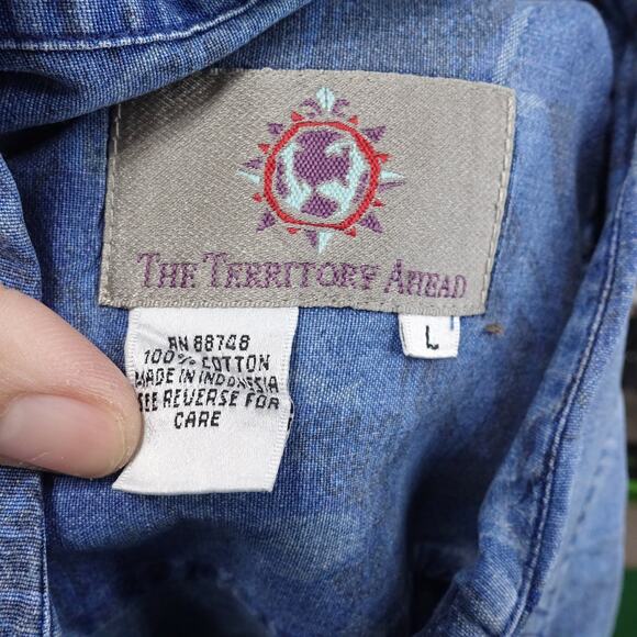 THE TERRITORY AHEAD BLUE FLORAL SHORT SLEEVE BUTTON UP HAWAIIAN SHIRT MENS SZ L - Picture 6 of 6